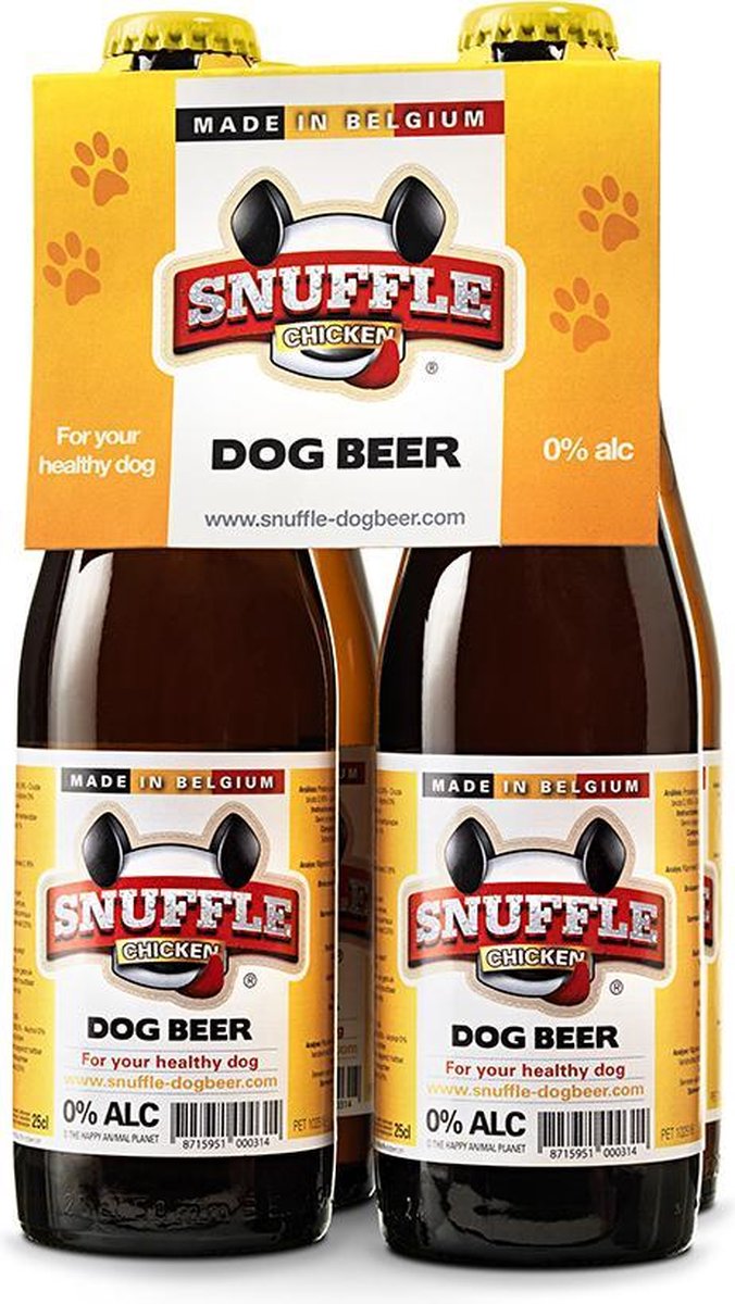 Snuffle Hondenbier 4-Pack Kip Smaak