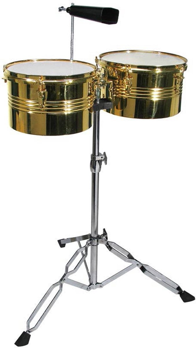 Timbalen set met dubbelbenige standaard en koebel