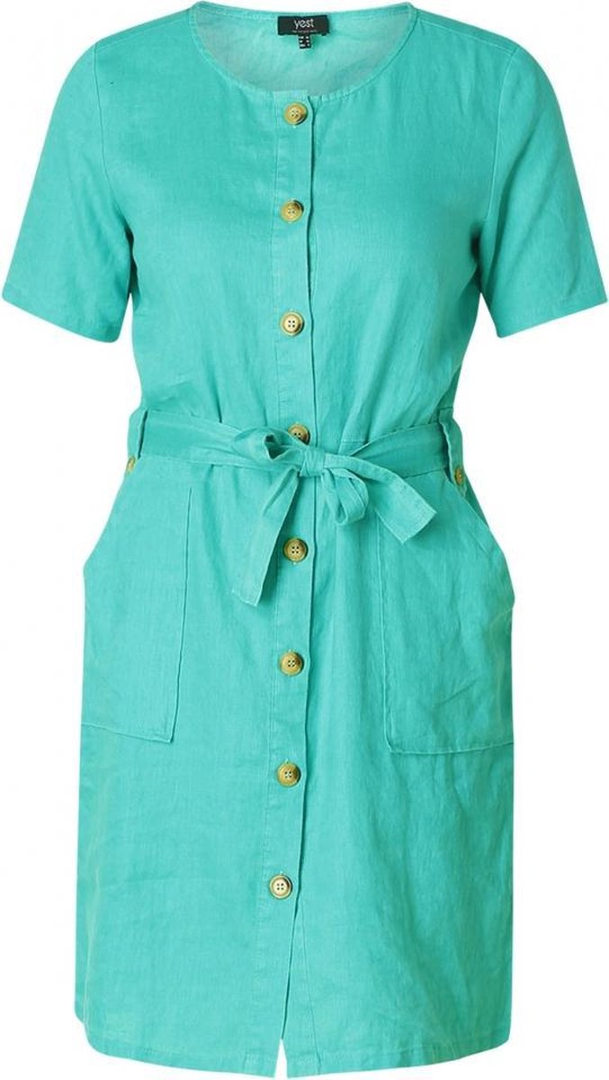 YESTA Layona Jurk - Jungle Green - maat 1(48)
