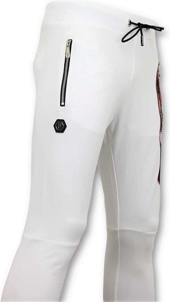 ENOS Joggingbroek Heren met Print - Sweatpants Skull - Wit - Maten: S