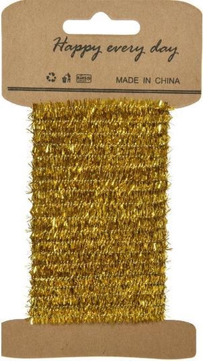 Goud lametta lint ijzerdraad op rol 200 cm - Hobby ijzerdraad goud - Kerstartikelen