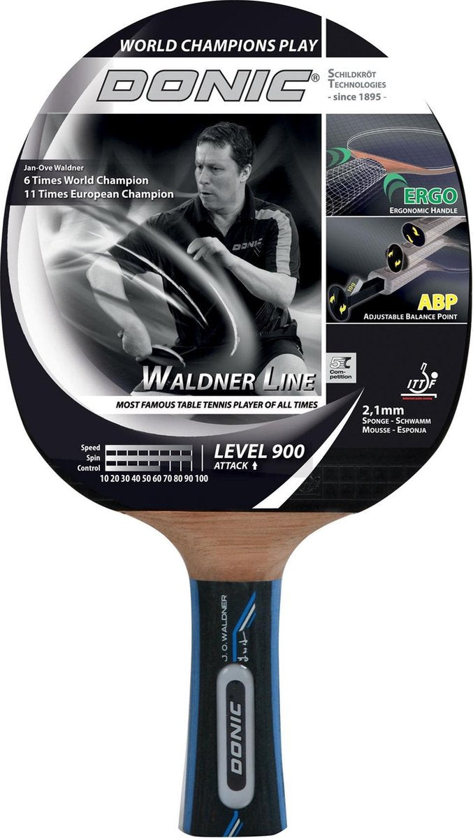 Donic Schildkrot - Waldner 900 -Tafeltennisbats - Rood/Zwart/Beige