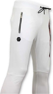 ENOS Joggingbroek Heren met Print - Sweatpants Skull - Wit - Maten: XXL