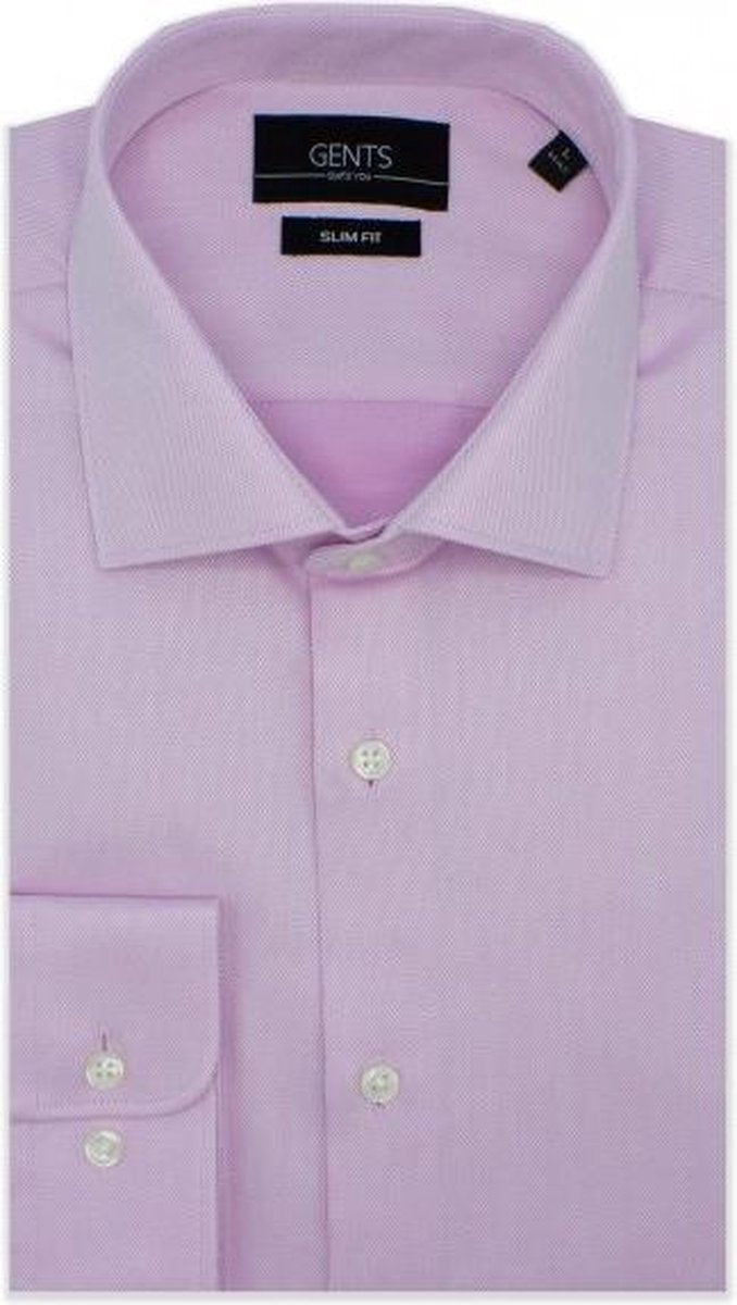 GENTS |  Overhemd Heren Volwassenen | Slim Fit | structuur roze 0611 Maat L 41/42