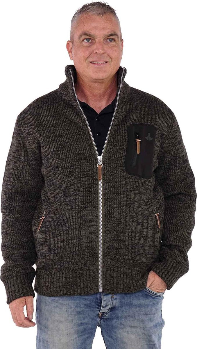 BJØRNSON Gebreid Noors Vest Acryl Winddicht Heren Olijfgroen - Maat 5XL - EVEN