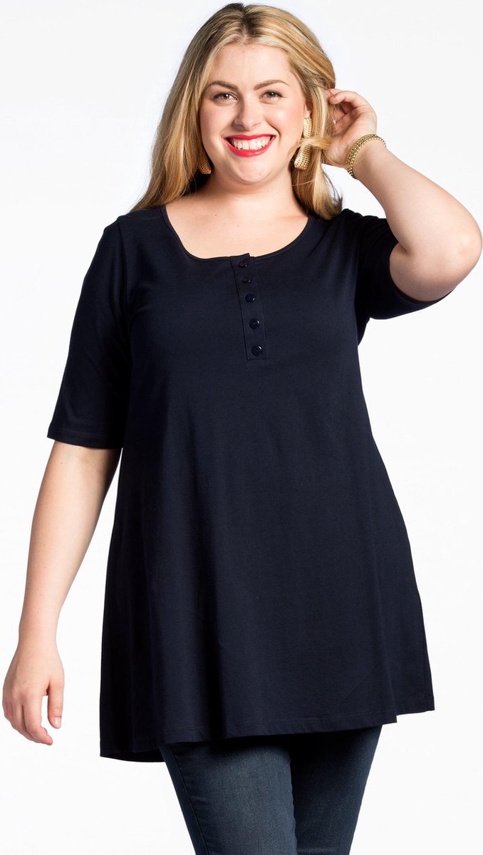 Yoek | Grote maten - dames tuniek korte mouw - donkerblauw