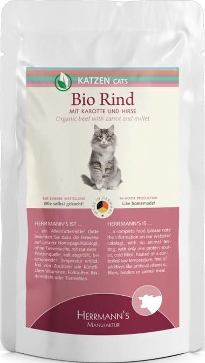 Herrmann's Bio Selection Kattenvoeding Beef With Carrot 100 gr - per 20 stuks