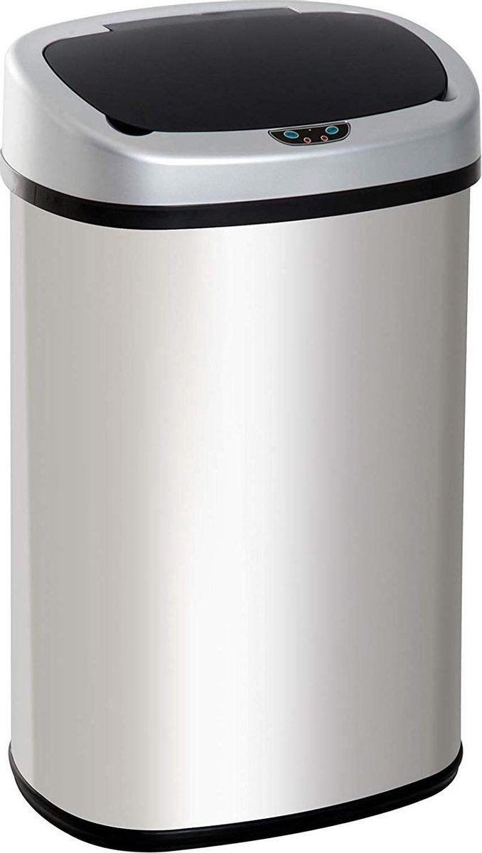 HOMCOM Automatische afvalbak met infraroodsensor 48L zilver