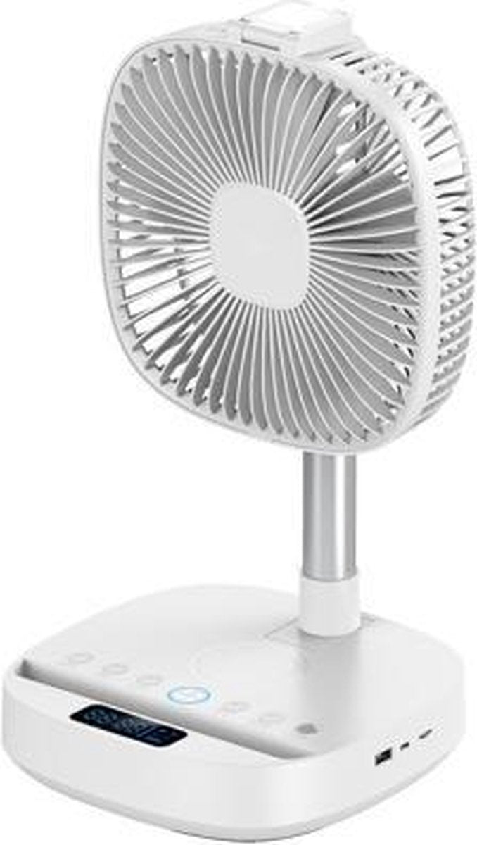H9 Multifunctionele USB-ventilator Vullicht Telefoonstandaard Opvouwbare Bluetooth-luidspreker Desktopvloer Draadloze oplaadventilator (wit)