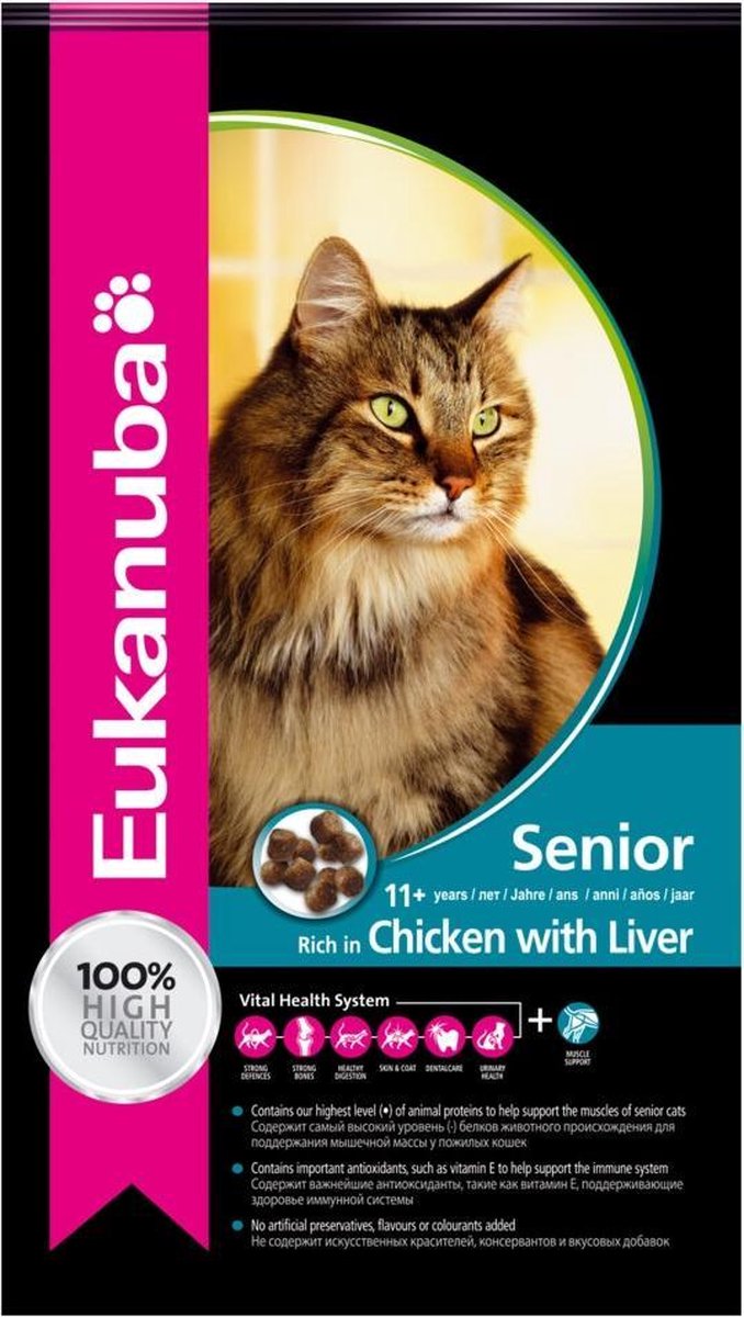 Eukanuba Cat Senior - Kip/Lever - Kattenvoer - 4 kg