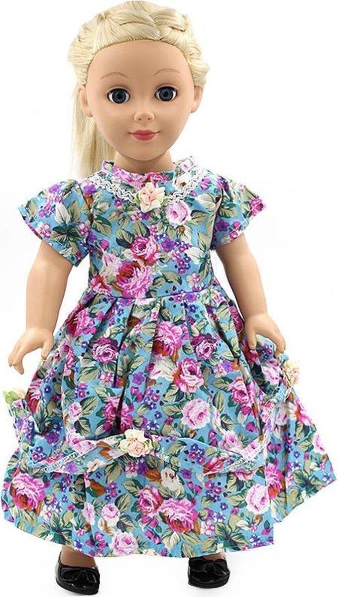 Dolldreams | Klassieke poppenkleding - Jurkje met bloemen - Past op poppen tot 43CM