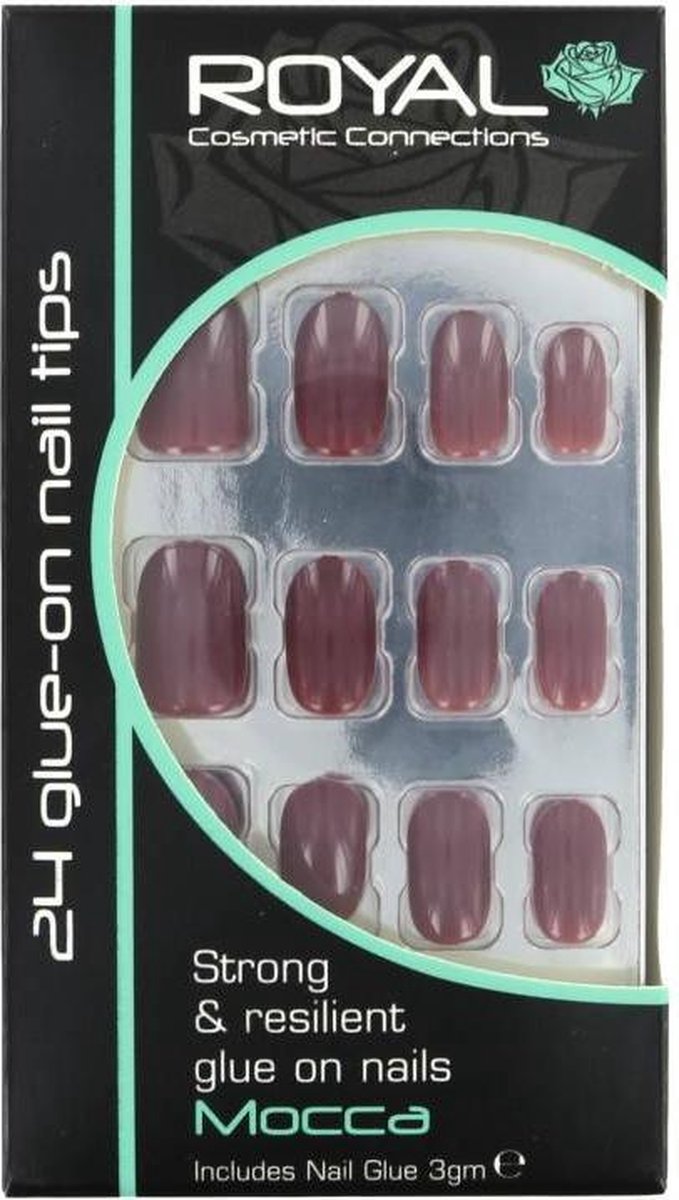 Royal 24 Glue-On Nail Tips - Mocca (met nagellijm)