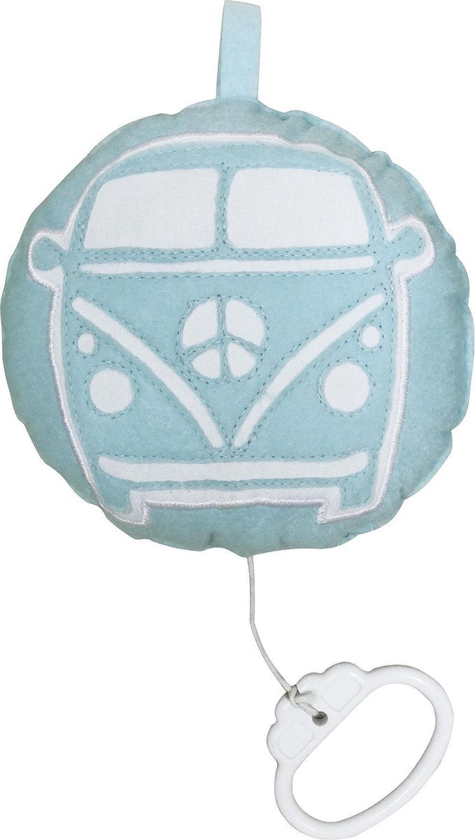 Taftan - muziekdoosje - Busje - diameter 12 cm. - grijs blauw