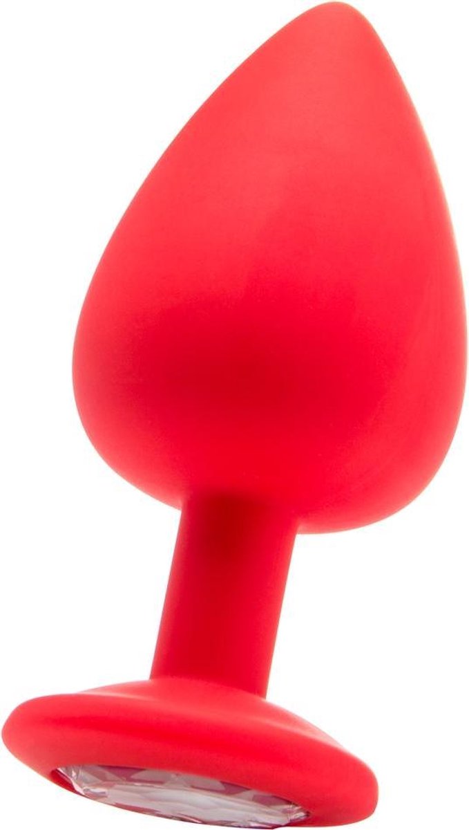Ouch! Siliconen Buttplug met Diamant -Extra Large - Rood