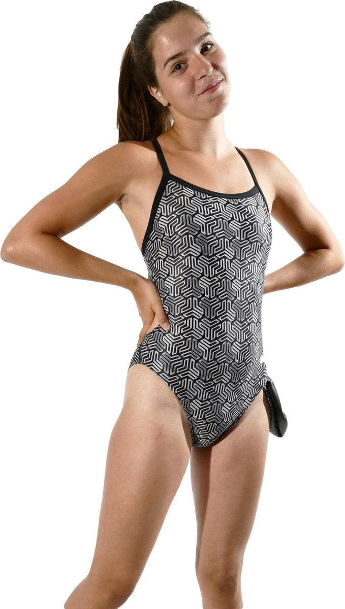 Arena - Kikko Light Drop Back One Piece - Zwart/Multi