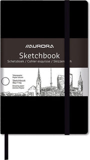 Aurora Pak van 10 x Teken/Schetsboek A5 met blanco papier en elastiek.