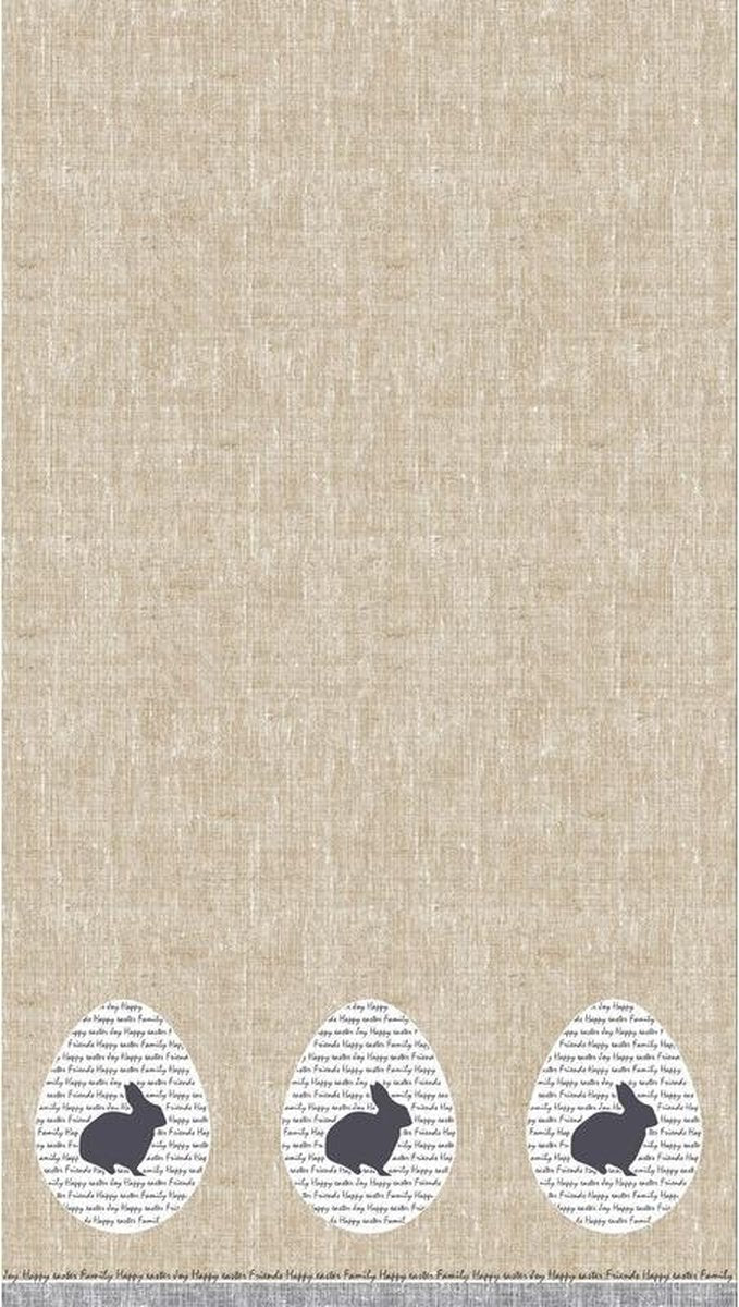 20x Pasen tafelkleed/tafellaken konijn rustiek grijs/beige 138 x 220 cm - Pasen thema papieren tafeldecoraties