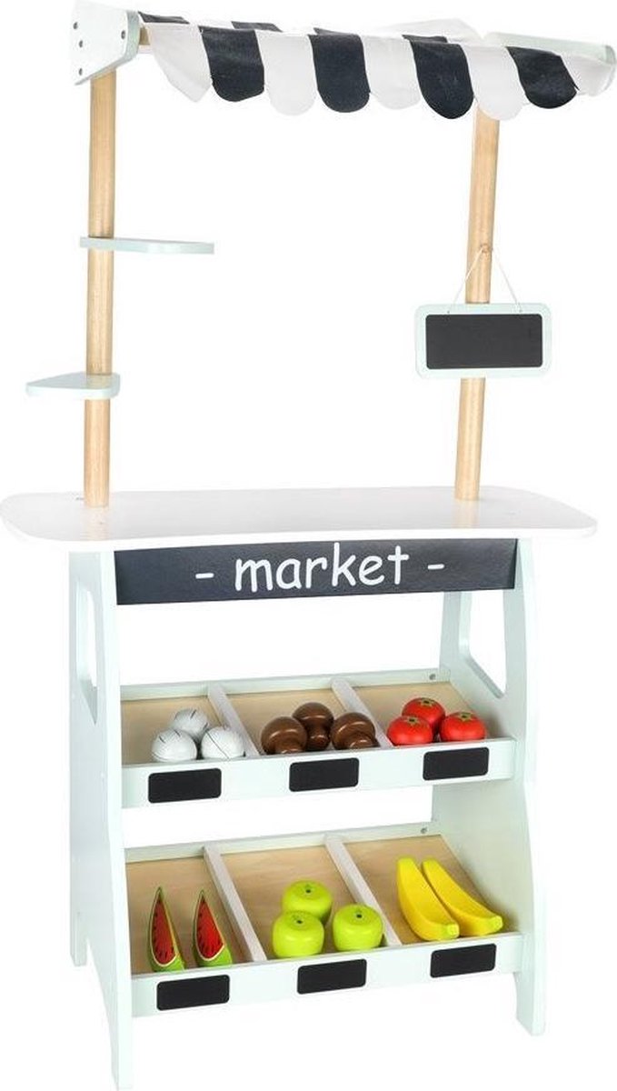 Mamabrum Houten Marktkraam Groot - Groenten en Fruit Set - Speelgoed Winkeltje Hout