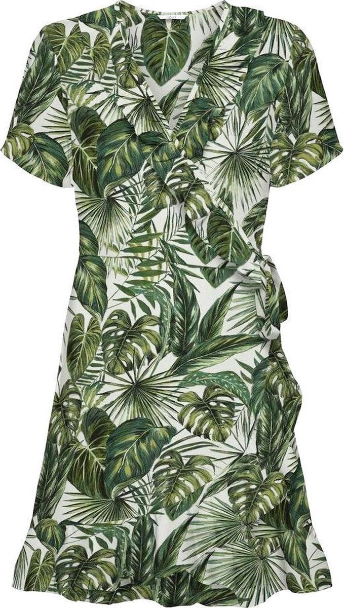 Onlalma Life Poly S/s Wrap Dress Aop Wvn 15222546 Water Lily/tropic Jun