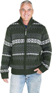 BJØRNSON Gebreid Vest Acryl Heren Olijfgroen melange - Maat 6XL - VIKTOR