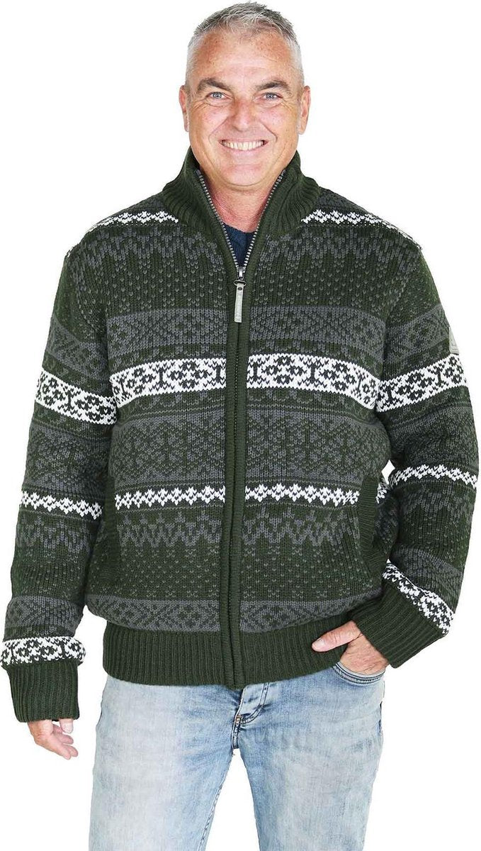 BJØRNSON Gebreid Vest Acryl Heren Olijfgroen melange - Maat 6XL - VIKTOR