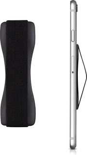 kwmobile universele vingerhouder - Elastische smartphone griphouder - Zelfklevend - Geschikt voor alle merken - Zwart