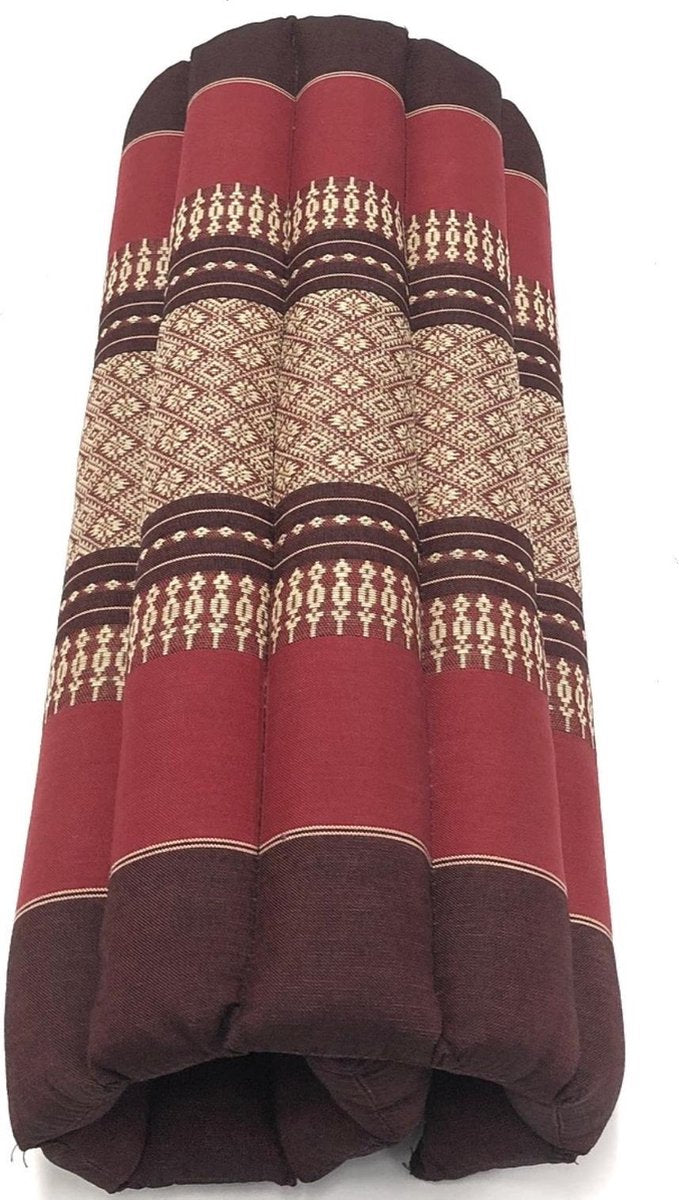 Meditatie yoga matje kussen GROOT origineel rolmatrasje thais design 70 cm x 70 cm Burgundy Rood