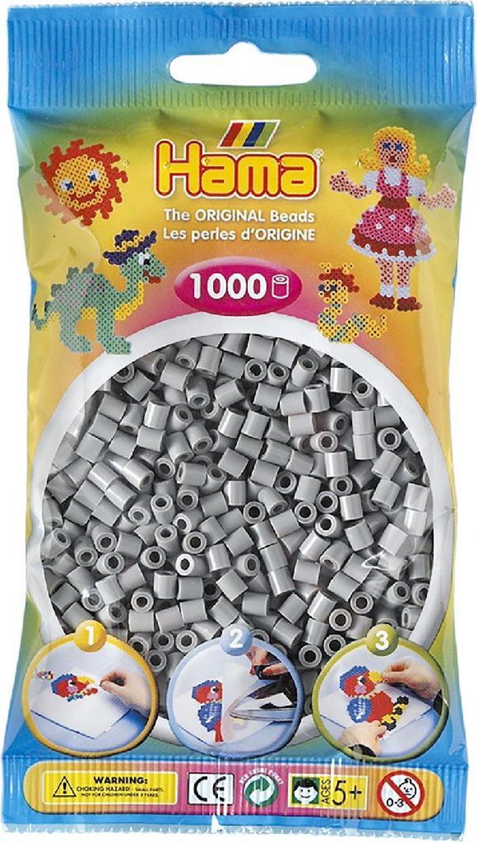 Hama 207-17 Bag 1000 Beads Grey