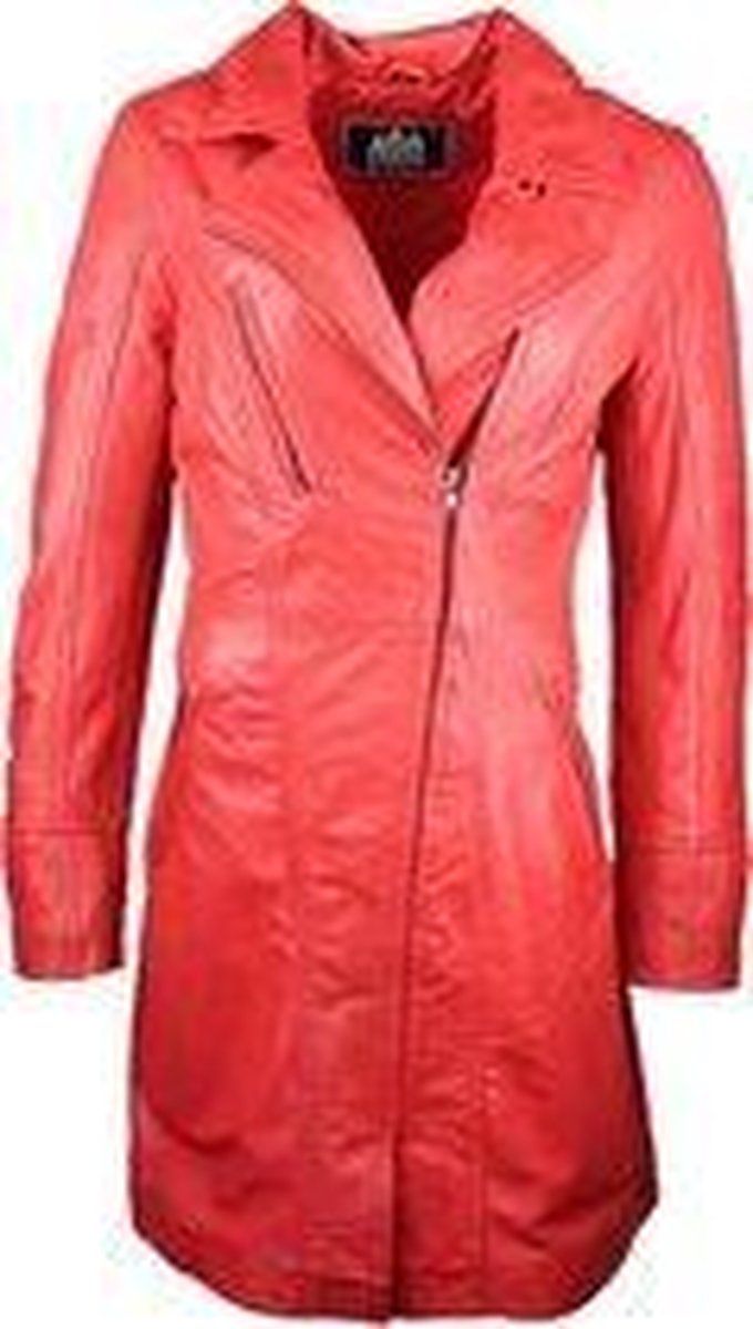 Urban 5884 Janice 107- 3 kwart lams leren jas a symmetrisch ritssluiting Rood - 6XL