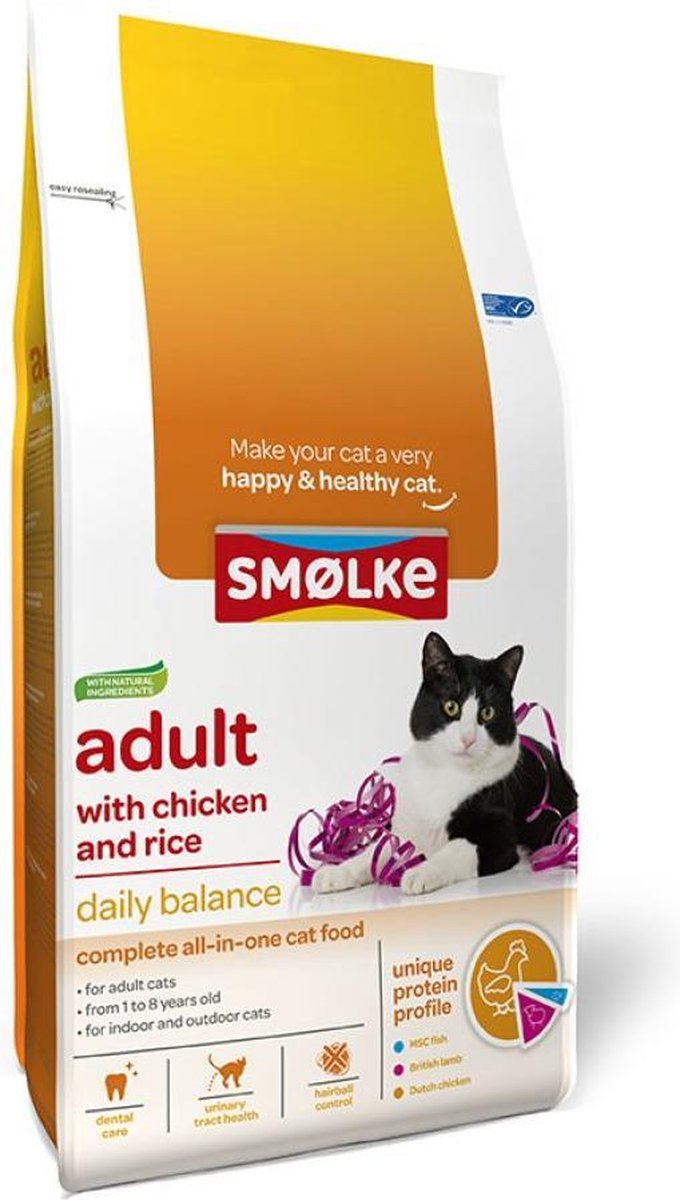 Smolke cat adult kip / rijst kattenvoer 10 kg