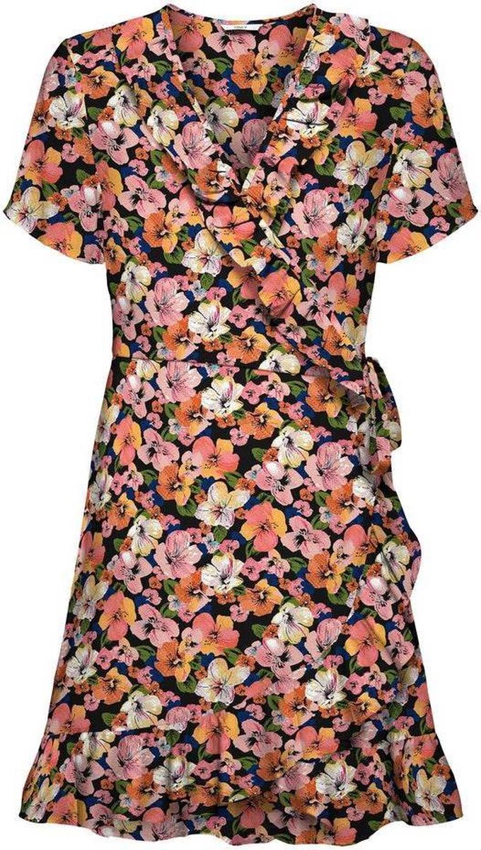 Onlalma Life Poly S/s Wrap Dress Ao 15222546 Black/sunshine F