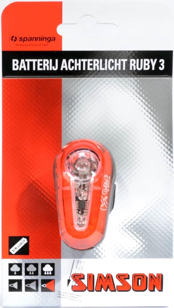 Simson Batterij Spatbord achterlicht Ruby 3