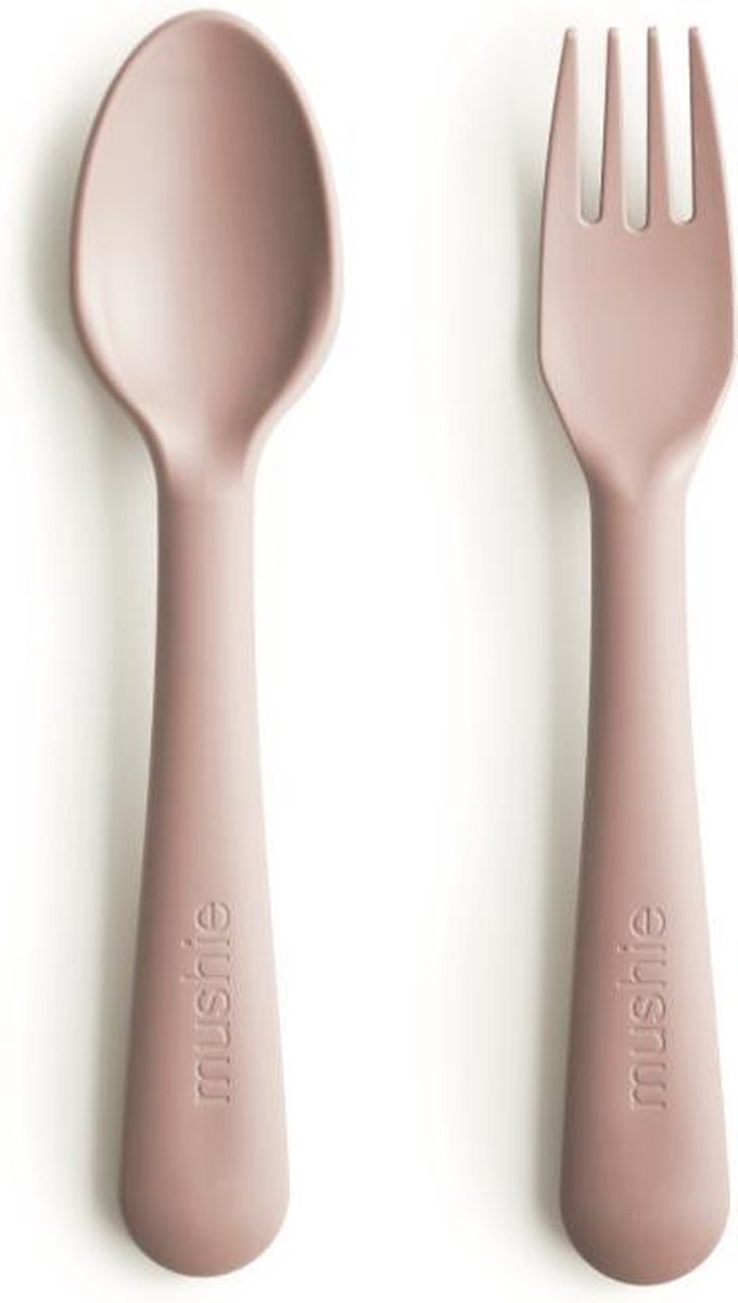 Mushie kinderbestek - vork en lepel - Kleur Blush - Set van 2