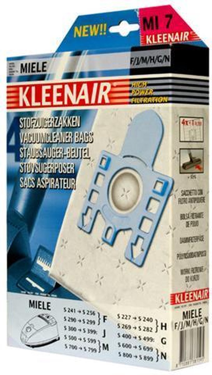 KleenAir HPF MI7 Miele F/J/M/G/N/H Stofzuigerzakken (20 zakken)