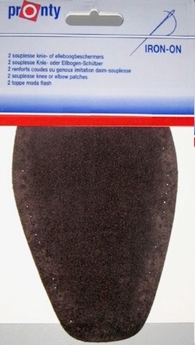 Pronty - 2 opstrijkbare souplesse suede look elleboogstukken bruin - pads voor elleboog opstrijkbaar en machinewasbaar