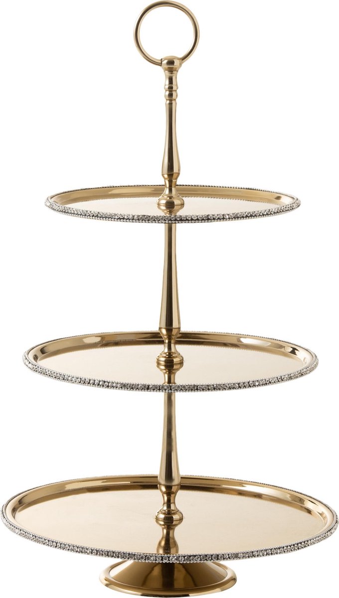 J-Line Plateau 3Niveau Juweel Aluminium Goud