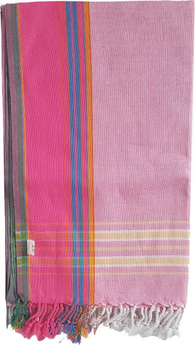 Kikoy pareo handdoek pink multi - beach pareo - wikkeldoek - 170x95cm