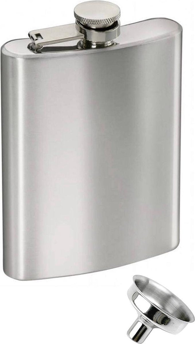 Platvink groot 236 ml met trechter - 8oz RVS heupfles zakflacon flacon