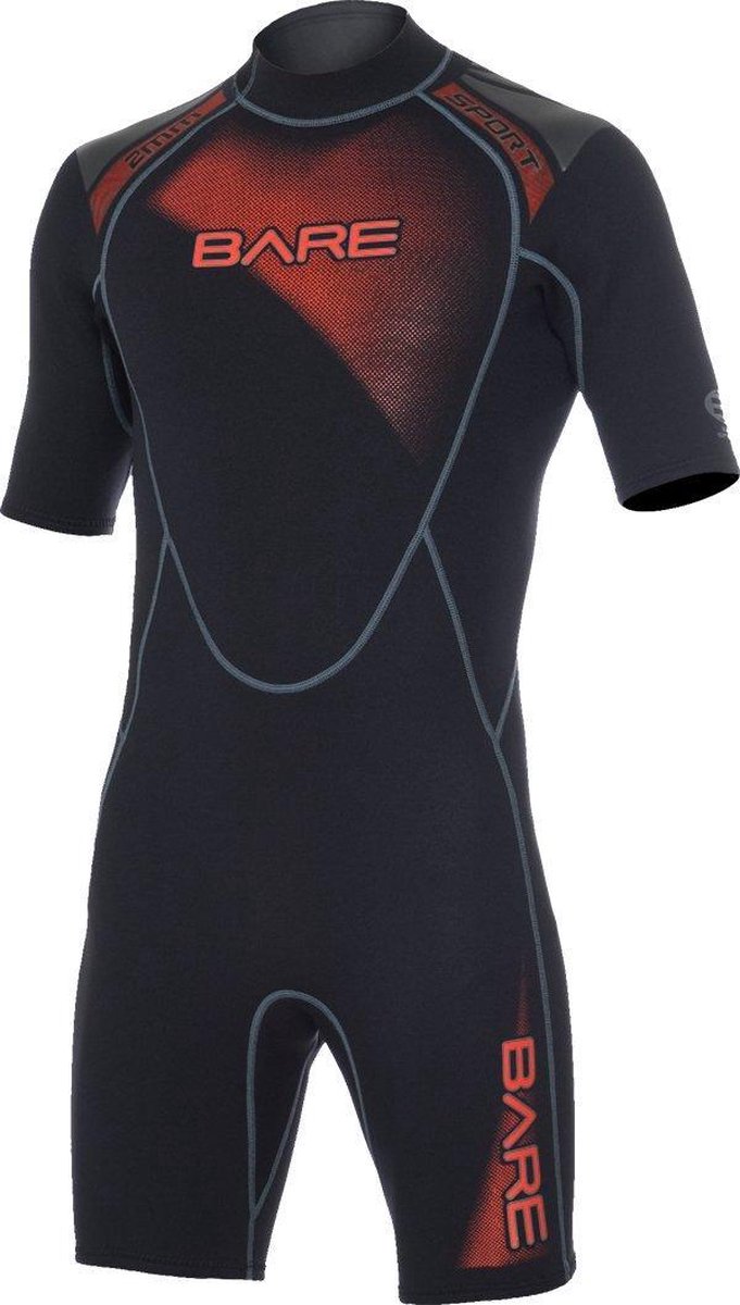 Bare 2mm Shorty - Wetsuit - Heren - S - Zwart/Rood