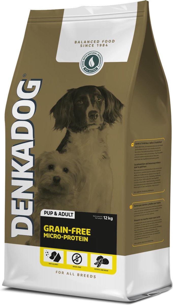 Denkadog Grain-Free Micro-Protein Vis&Tuinbonen&Zoete Aardappel - Hondenvoer - 12 kg