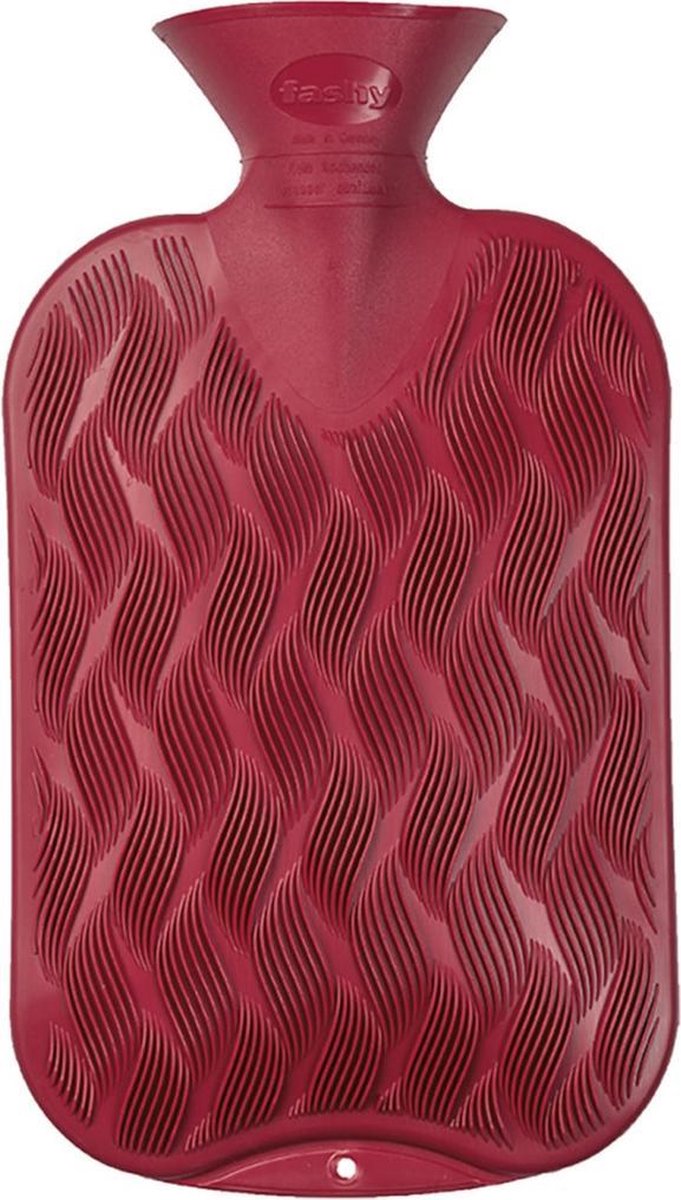 Kruik rood golf/ribbel 2 liter - warmwaterkruik