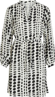 Objgia Fania L/s Dress A Q 23034648 Cloud Dancer/black Dots
