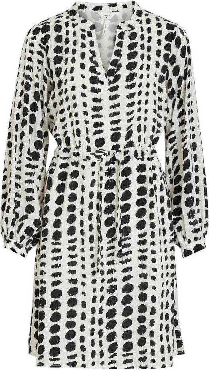 Objgia Fania L/s Dress A Q 23034648 Cloud Dancer/black Dots