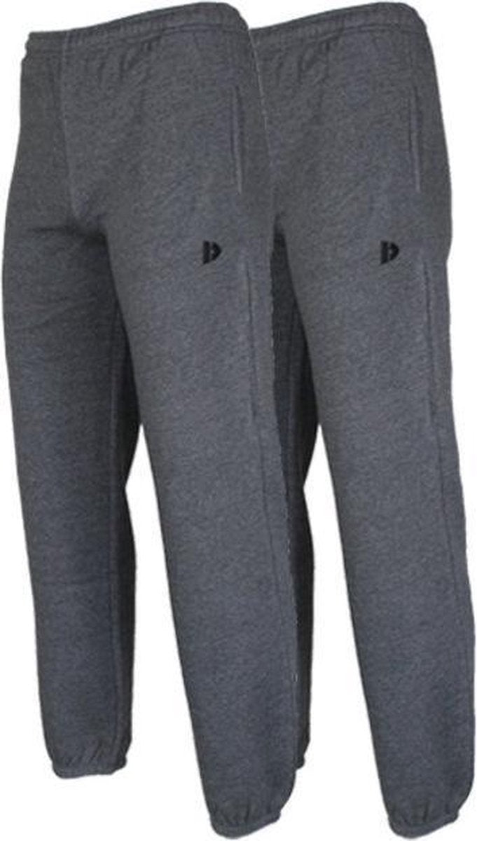 2-Pack Donnay Joggingbroek met elastiek - Sportbroek - Heren - Maat L - Donker grijs gemêleerd