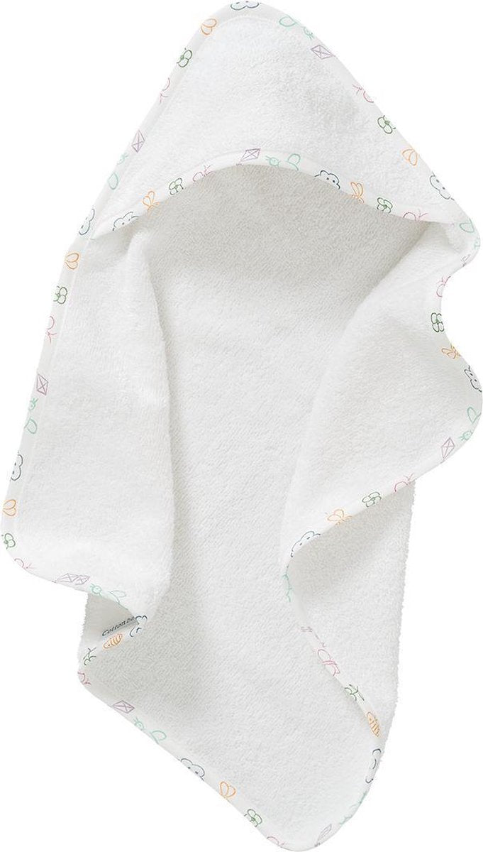 Cottonbaby Poppenbadcape wit met biesje