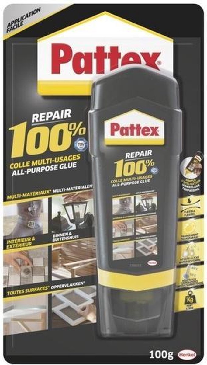 Pattex alles-in-een 100 procent repair lijm - 100 gram - contactlijm / reparatielijm