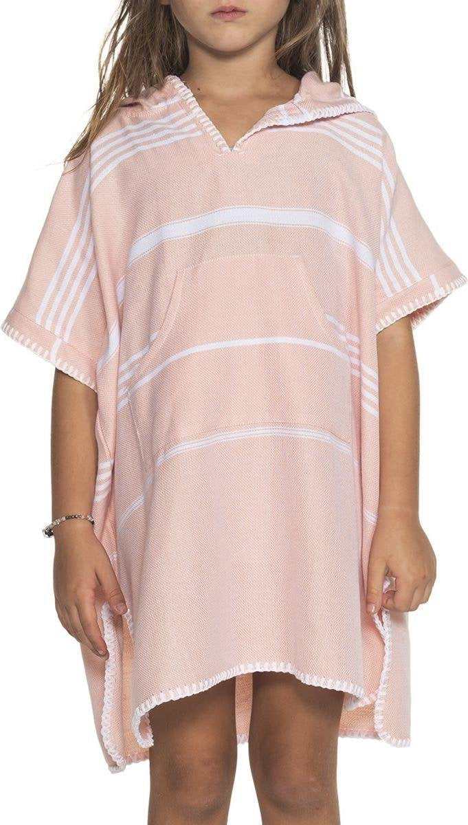 Kids Zwemponcho Leyla Melon - Leeftijd 2-3 jaar - jongens/meisjes/unisex pasvorm - poncho handdoek voor kinderen met capuchon - zwemponcho - badcape