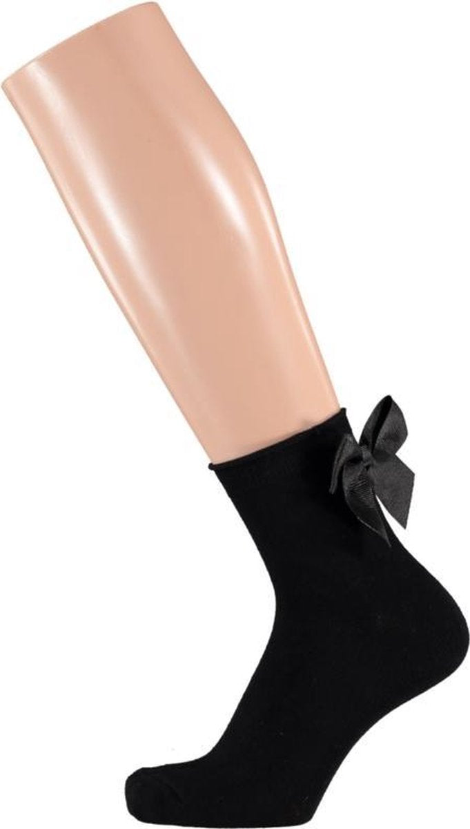 Sarlini Fashion Dames sokje met strik Zwart | Maat 36-41