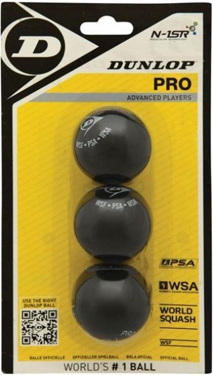 Dunlop  PRO  - Squashballen wedstrijdspeler - 3bal blister - zwart