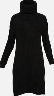 Trui-jurk met rolkraag - Zwart